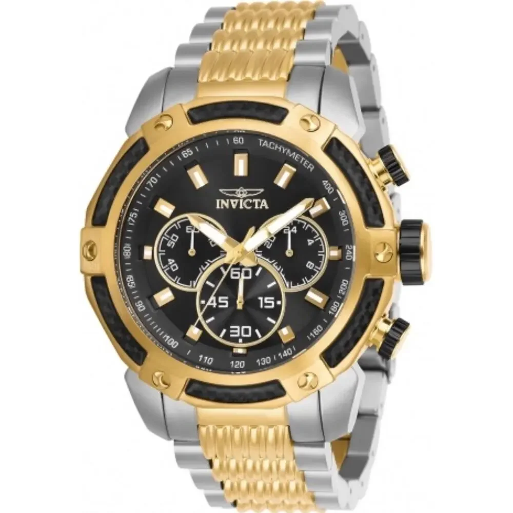 Invicta Men's Speedway Chronograph Black Dial Two-Tone Watch 26477 NWT